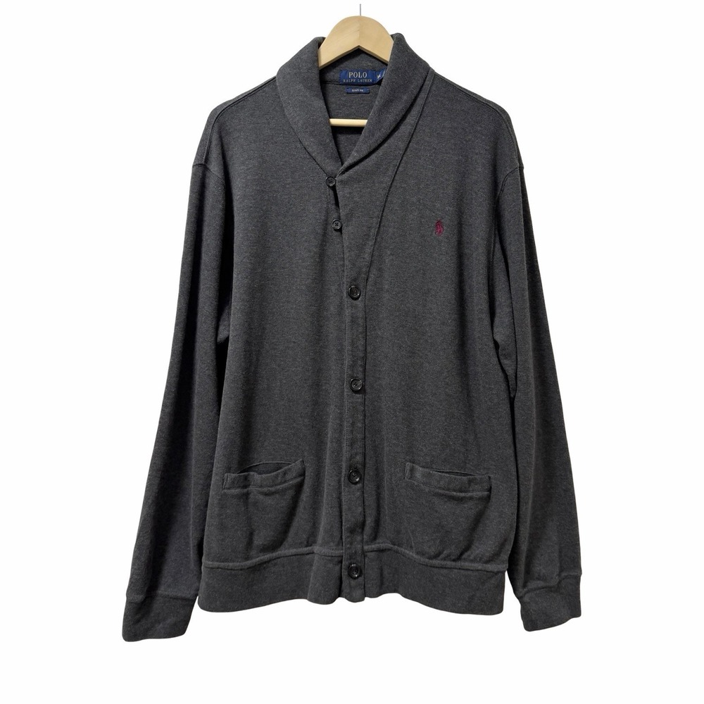 Polo Ralph Lauren Mens Shawl Collar Estate Rib Button Cardigan Size XXL Grey
